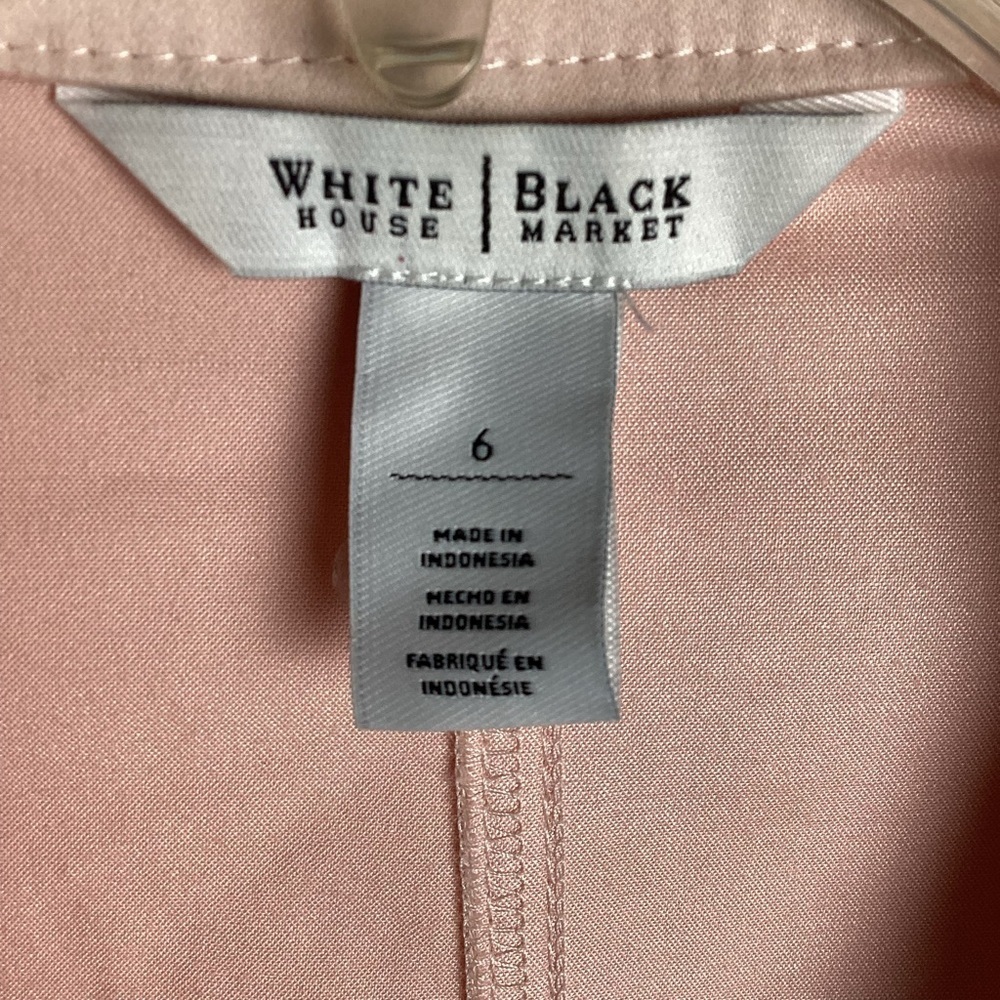 White House Black Market Cropped Jacket Women Size 6 Pink Sheer At Bottom - Picture 3 of 8